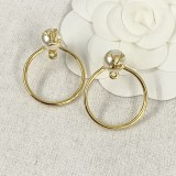 Louis Vuitton Fashion Simple Circle Letter Pearl Stud Earrings