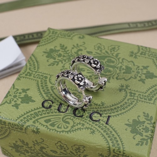 Gucci Floral Retro Silver Earring Fashion Interlocking Series New Ear Buckle