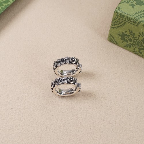 Gucci Floral Retro Silver Earring Fashion Interlocking Series New Ear Buckle