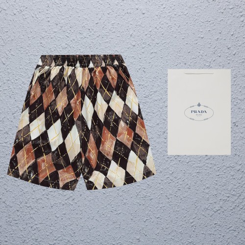 Prada Fashion Oil Painting Diamond Full Print Shorts Couple Casual Loose Shorts