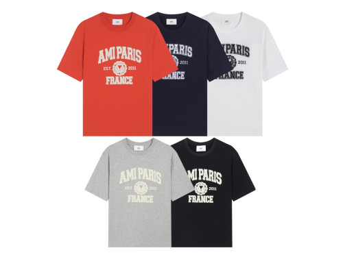 Ami Paris Classic Letter Foam Print Short Sleeve Couple Casual Loose T-shirt