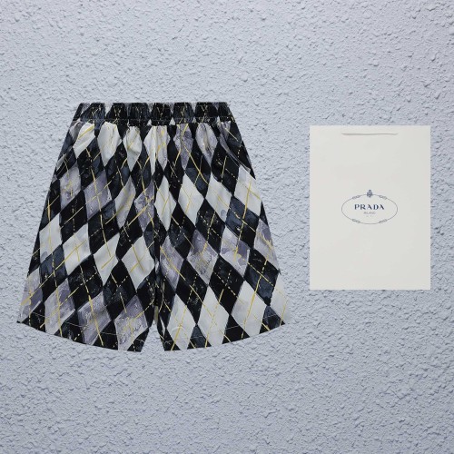 Prada Fashion Oil Painting Diamond Full Print Shorts Couple Casual Loose Shorts