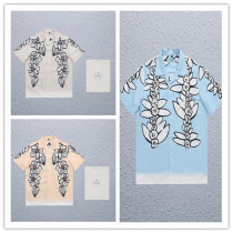 Prada Fashion Flower Print Shirt Unisex Casual Shirt