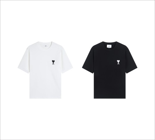 Ami Paris Classic Small Towel Embroidered Short Sleeve Couple Casual T-shirt