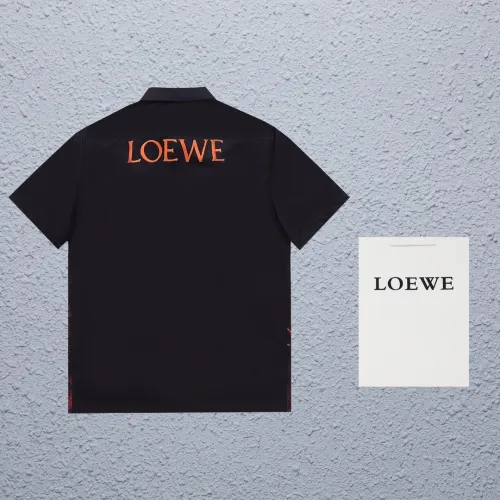 Loewe Street Flame Graffiti Print Short Sleeved Unisex Casual Polo Shirt