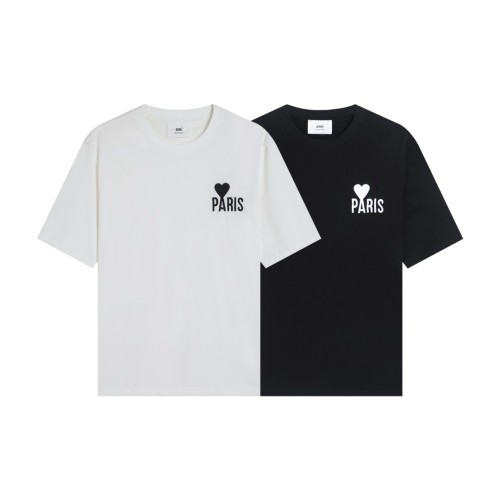 Ami Paris Classic Letter Embroidery Short Sleeve Couple Casual T-shirt