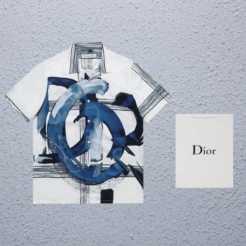 Dior Couple High Street Graffiti Print Casual Shirt Set