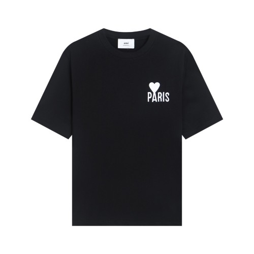 Ami Paris Classic Letter Embroidery Short Sleeve Couple Casual T-shirt
