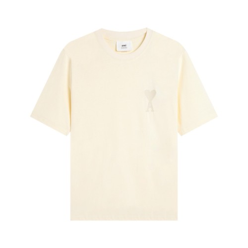 Ami Paris Classic Macaron Embroidery Love Short Sleeve Couple Casual T-shirt