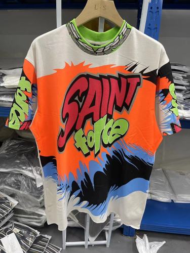 Saint Michael Retro Racing Style Graffiti Short Sleeve Unisex Casual T-shirt