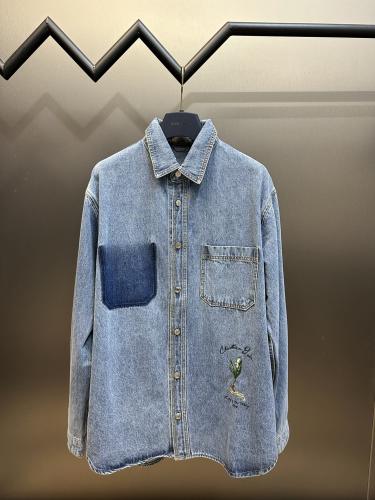 Dior Handwritten Logo Letter Suzuki Embroidered Denim Shirt