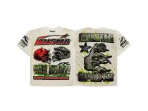 Hellstar Fashion Red Green Printed T-shirt Unisex Casual Street Short Sleeve