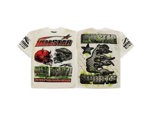 Hellstar Fashion Red Green Printed T-shirt Unisex Casual Street Short Sleeve