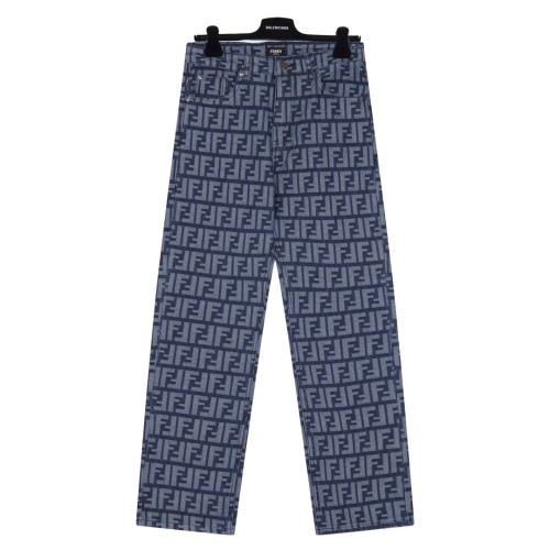 Fendi Fashion Double F Full Print Jacquard Jeans