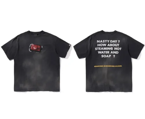 Saint Michael Vintage Washed Letters Printed Short Sleeve Casual Street T-shirt