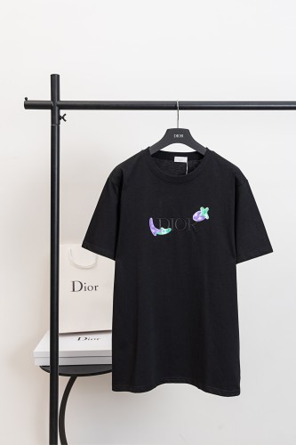 Dior x Kenny Schart Fashion Embroidered Logo Short Sleeve Unisex Casual Loose T-shirt