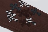 Chrome Hearts Trendy Deep Brown Zebra Spliced Skin Cross Pasted Skin Wash Jeans