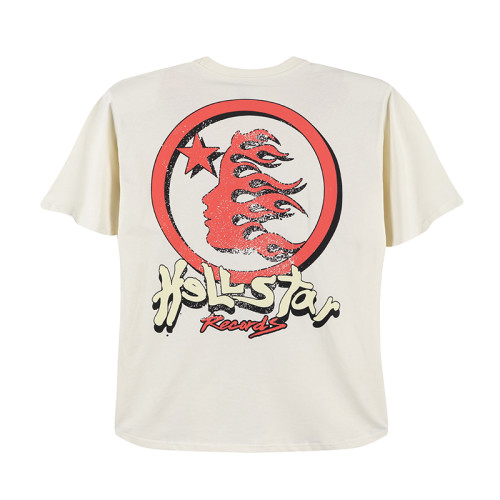 Hellstar Fashion Flame Earth Printed Short Sleeve Casual High Street T-shirt