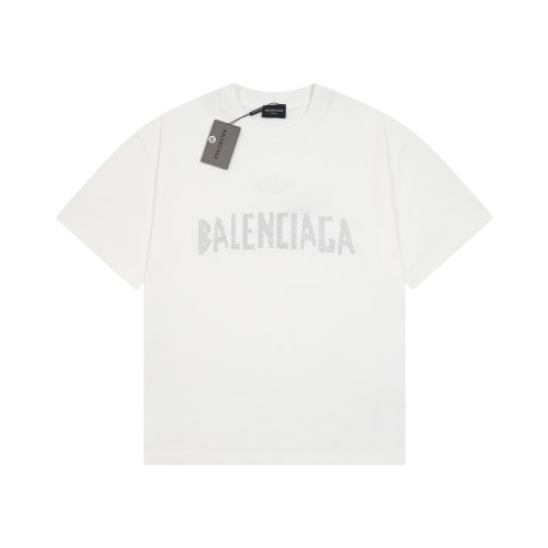 Balenciaga New Handdrawn Double B Letter Hot Diamond Round Neck Short Sleeve Couple Versatile T-shirt