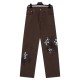 Chrome Hearts Trendy Deep Brown Zebra Spliced Skin Cross Pasted Skin Wash Jeans