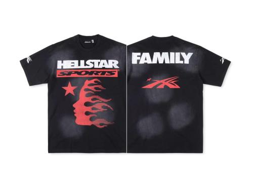 Hellstar Studios Fashion Retro Short Sleeve Unisex Casual Washed Distressed T-shirt