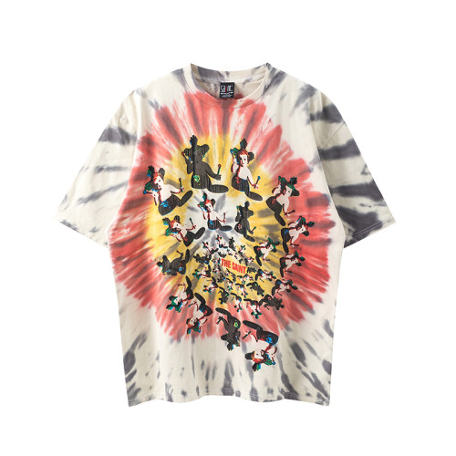 Saint Michael Fashion Washed Distressed Short Sleeve Casual Tie-dye T-shirt