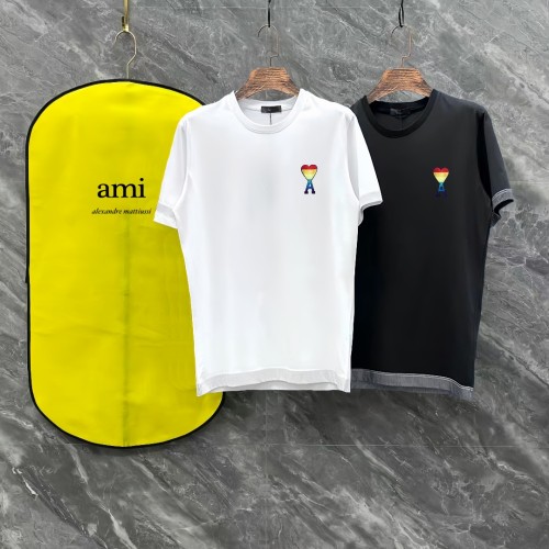 Ami Paris Classic Embroidery Love Splice Short sleeved Couple Casual Versatile T-shirt