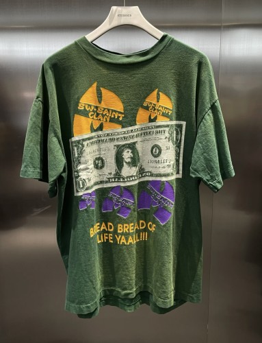 Saint Michael Fashion Paper Money Printed Short Sleeve Casual Street T-shirt