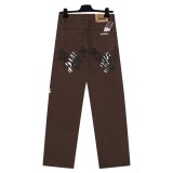 Chrome Hearts Trendy Deep Brown Zebra Spliced Skin Cross Pasted Skin Wash Jeans