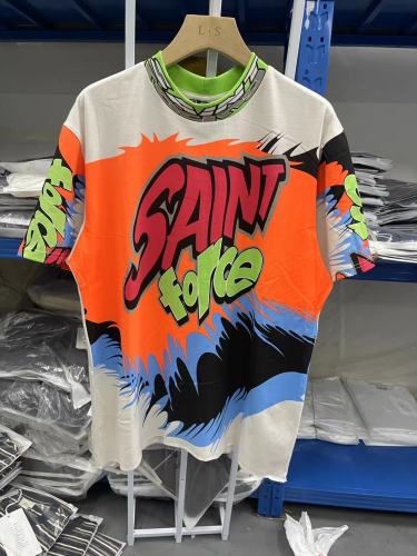 Saint Michael Retro Racing Style Graffiti Short Sleeve Unisex Casual T-shirt