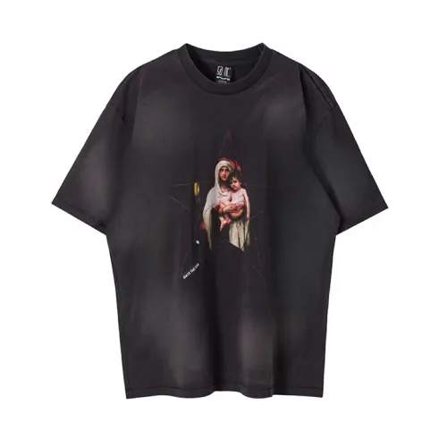 Saint Michael Summer Washed Distressed Short Sleeve Casual Loose T-shirt