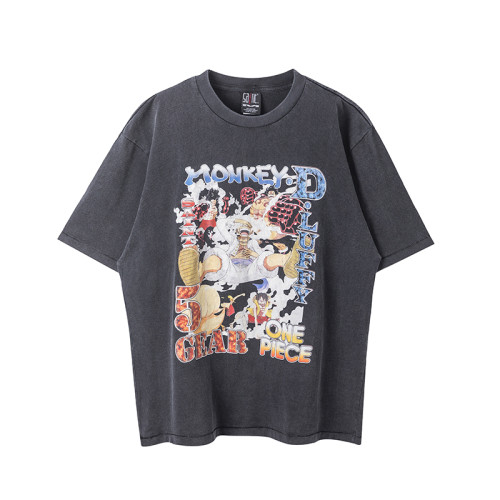 Saint Michael Fashion Pattern Printed Short Sleeve Casual Retro T-shirt