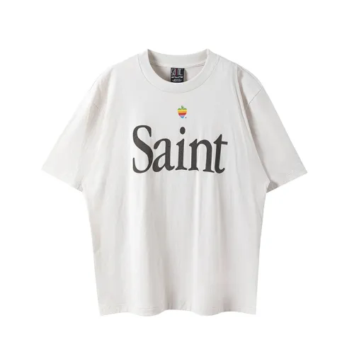 Saint Michael Fashion Logo Letters Short Sleeve Casual Street Washed T-shirt