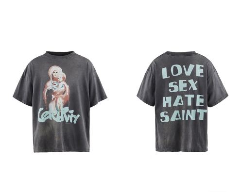 Saint Michael Fashion Printed Casual Street Short Sleeve Street Cotton T-shirt