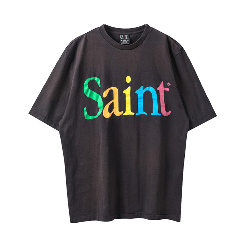 Saint Michael Colorful Fashion Logo Printed T-shirt Casual Street Short Sleeve