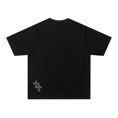 Chrome Hearts Cross 3D Logo Embroidered Short Sleeve Casual T-shirt