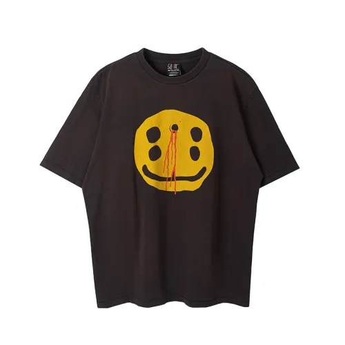 Saint Michael Fashion Smiley Face Printed Short Sleeve Retro Casual Street T-shirt