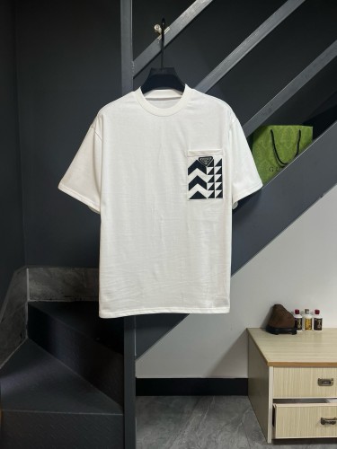Prada Classic Leather Logo Short Sleeve Unisex Casual Loose T-shirt