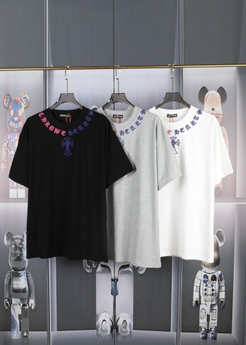 Chrome Hearts Croatian Sanskrit Embroidered Short Sleeves High Street Casual T-shirt