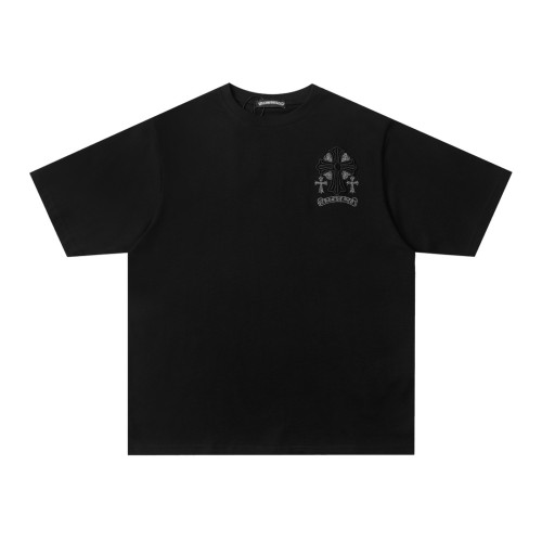 Chrome Hearts Cross 3D Logo Embroidered Short Sleeve Casual T-shirt