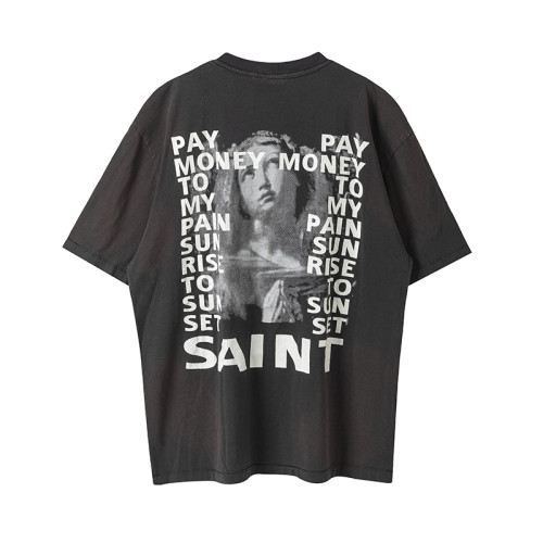 Saint Michael Washed Vintage Fashion Short Sleeve Casual Street Cotton T-shirt