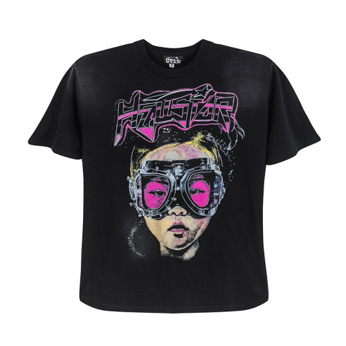 Hellstar Vintage Street Short Sleeve Unisex Casual Washed Retro T-shirt