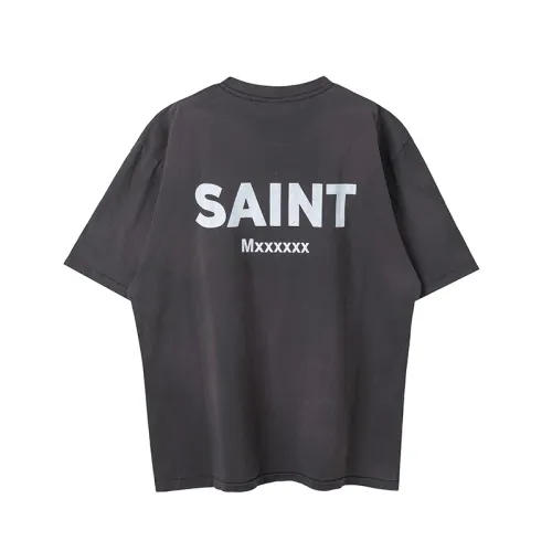 Saint Michael Fashion Cartoon Printed Short Sleeve Casual Street Washed T-shirt