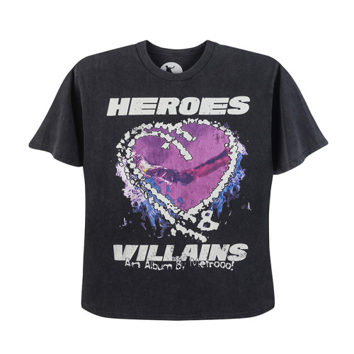 Hellstar Fashion Purple Heart Short Sleeve Unisex Casual Street T-shirt