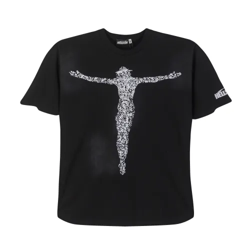 Hellstar Brain Fashion Cross Printed Short Sleeve Unisex Street Casual Street Tee
