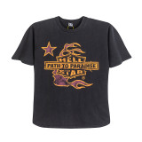 Hellstar Studios Fashion Classic Profile Logo Short Sleeve Unisex Casual Street Washed Tee