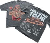 Hellstar Studios Fashion Classic Profile Logo Short Sleeve Unisex Casual Street Washed Tee