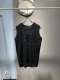 Prada Fashion Unisex Embroidered Logo Mesh Knitted Tank Top