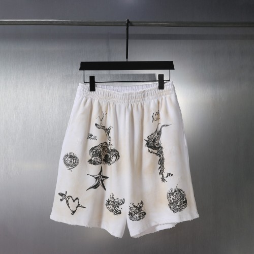 Balenciaga Street Painted Graffiti Print Worn Out Casual Shorts Worn Out Beach Pants