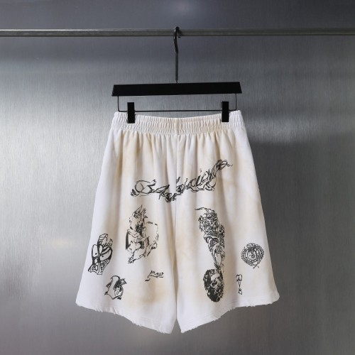 Balenciaga Street Painted Graffiti Print Worn Out Casual Shorts Worn Out Beach Pants